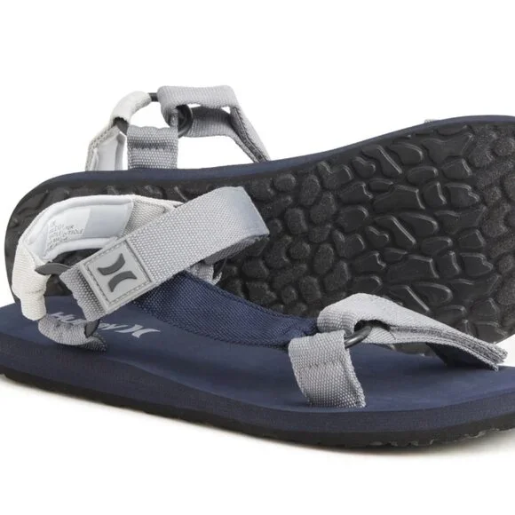 Hurley Water Sandals Men's Size 10 Navy/Gray Adjustable Straps NEW - Picture 2 of 4